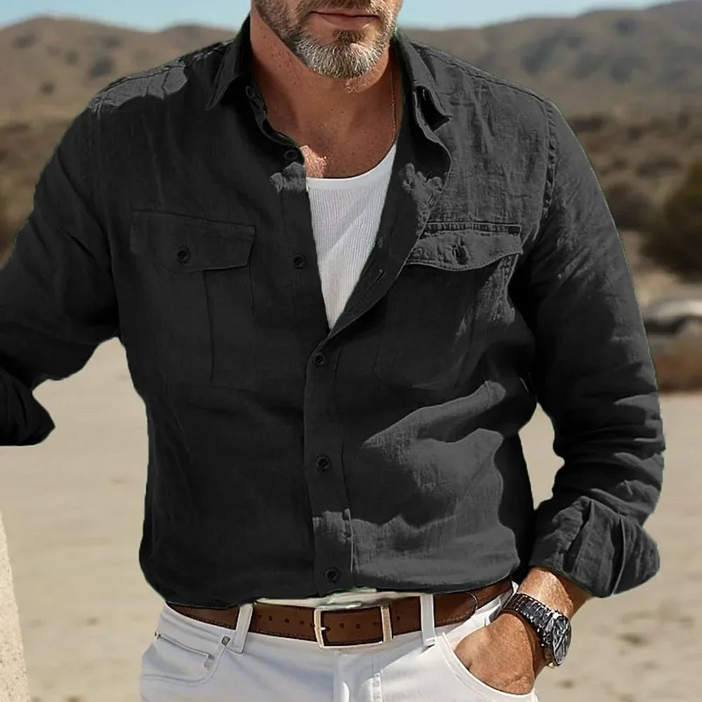 Men's Casual Cotton Linen Hawaiian Shirt Breathable Everyday Wear