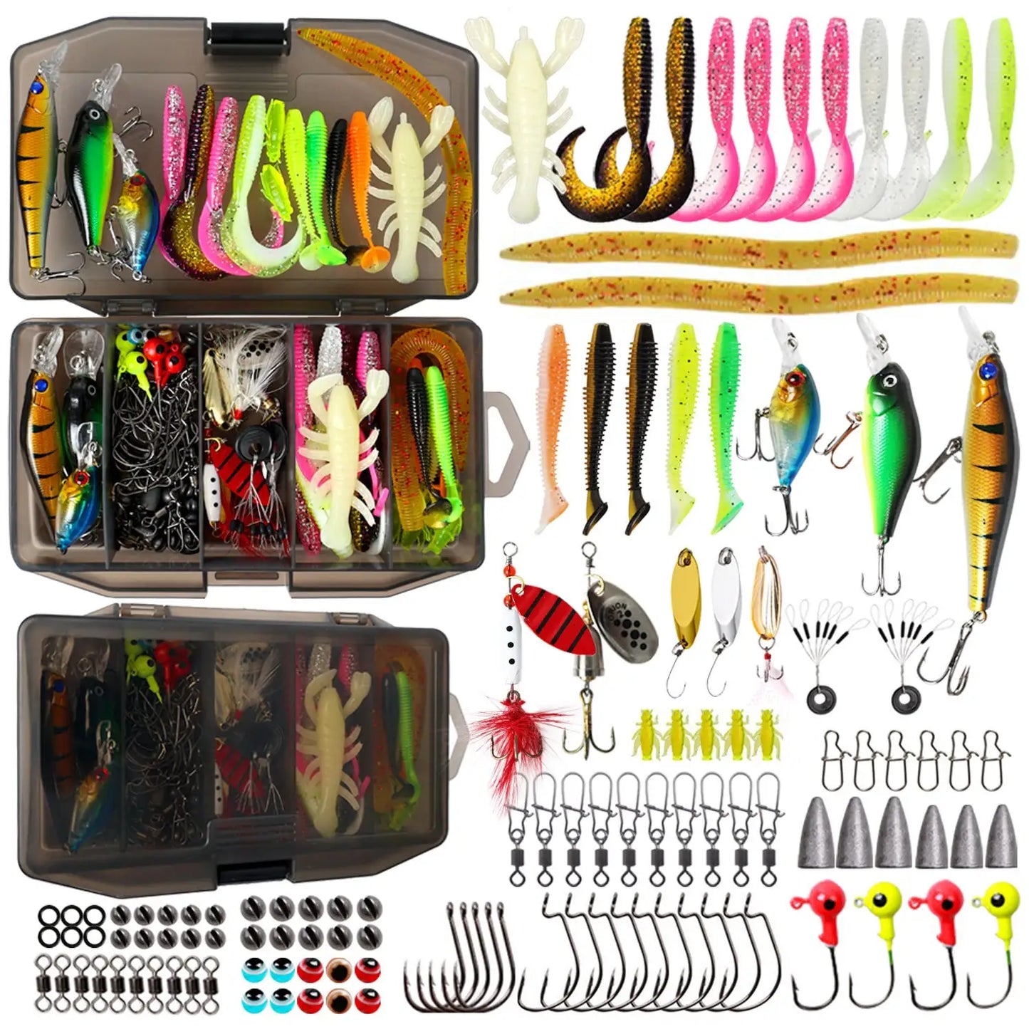 107-Piece Freshwater Lure Set Tackle Kit For Bass Trout Salmon