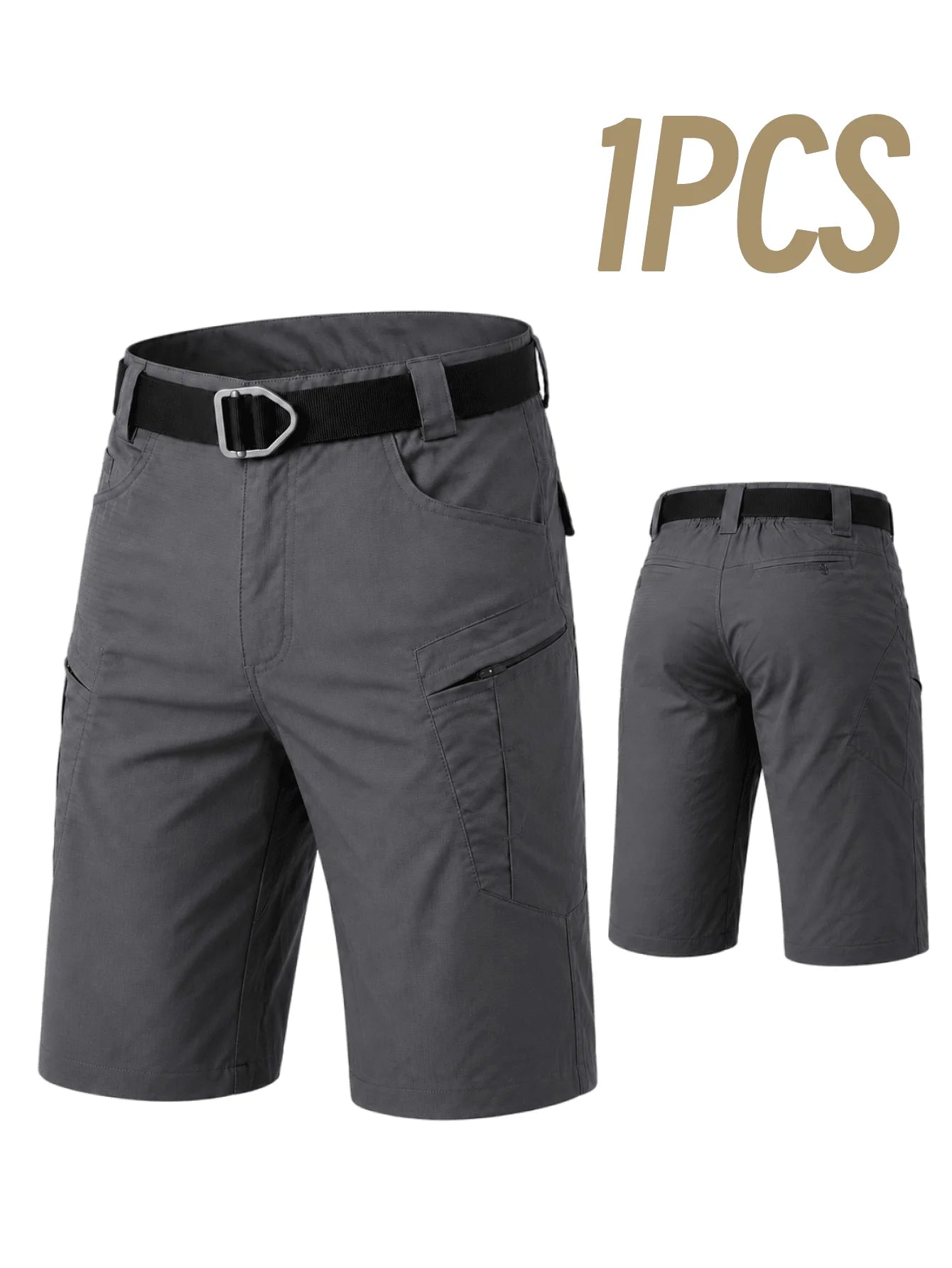 Men’s Cargo Shorts For Outdoor Use, Lightweight Quick-Dry Breathable Fabric, Multiple Zippered Pockets, Rugged Non-Stretch