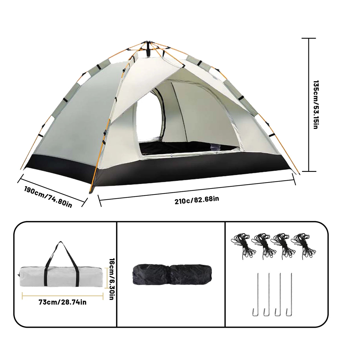 Pakicetus Automatic Pop Up Camping Tent With Rainproof Protection