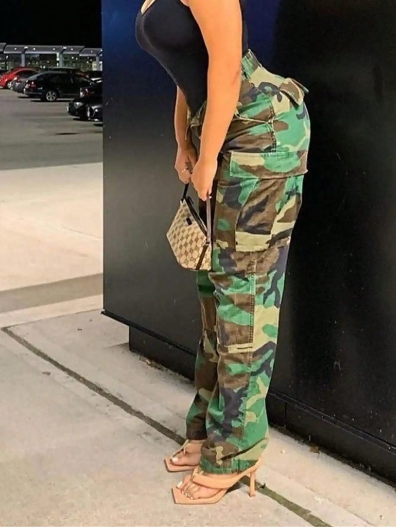 Ladies Camouflage Jogger Pants Casual Loose Fit Elastic Waist Pockets