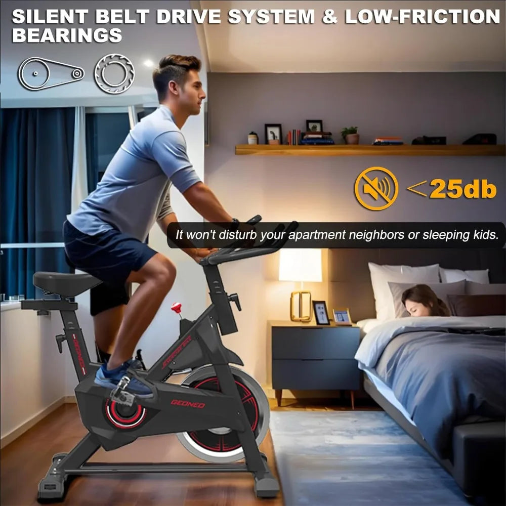 Home Exercise Bike With Silent Belt Drive 35 Lb Flywheel LCD Monitor Pad Holder