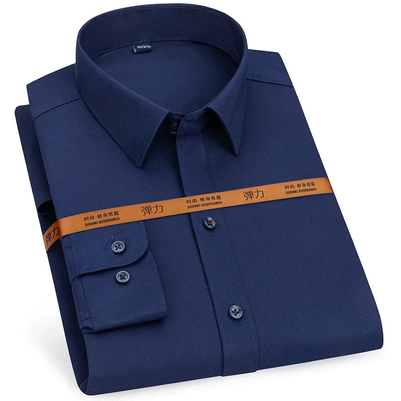 Men's Slim Fit Dress Shirt Long Sleeve Free Ironing Breathable