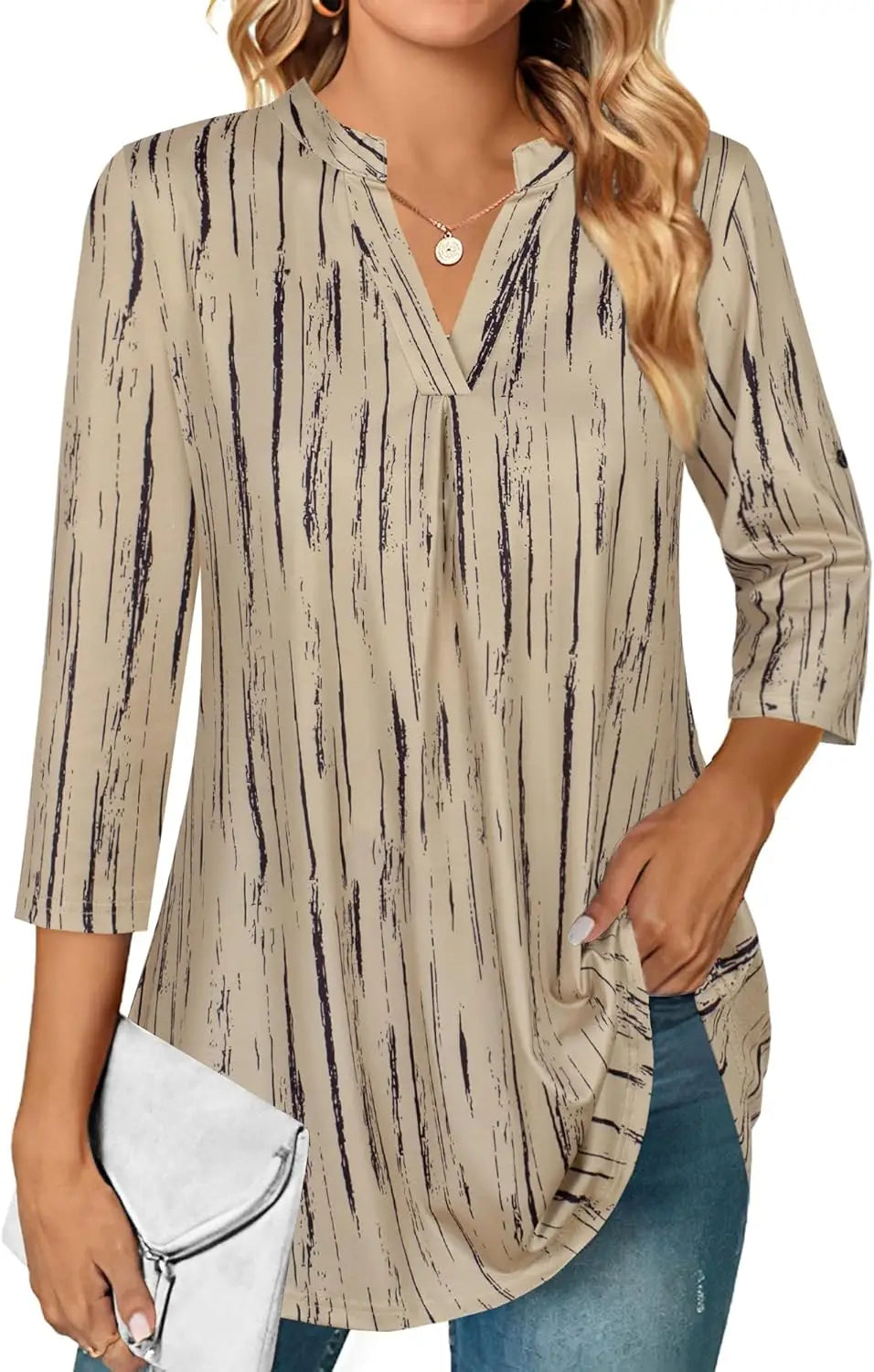 Womens Dressy Casual Chiffon Blouse With V Neck Sleeves