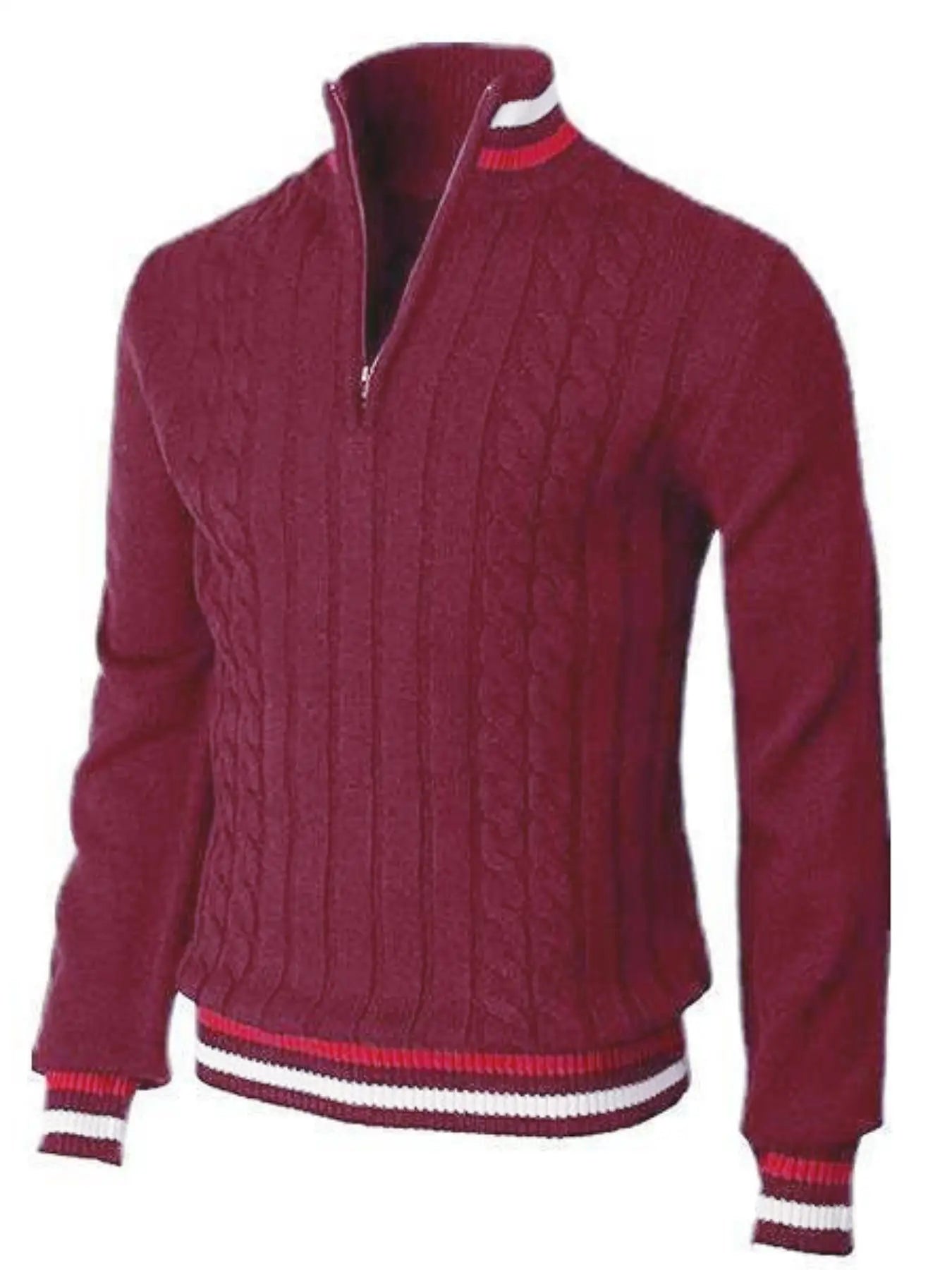 Thickened version2025 Autumn and Winter Men's Quarter-Zip Sweater Pure Cotton Mock Neck Knit Long Sleeve Pullover Sweater 560G