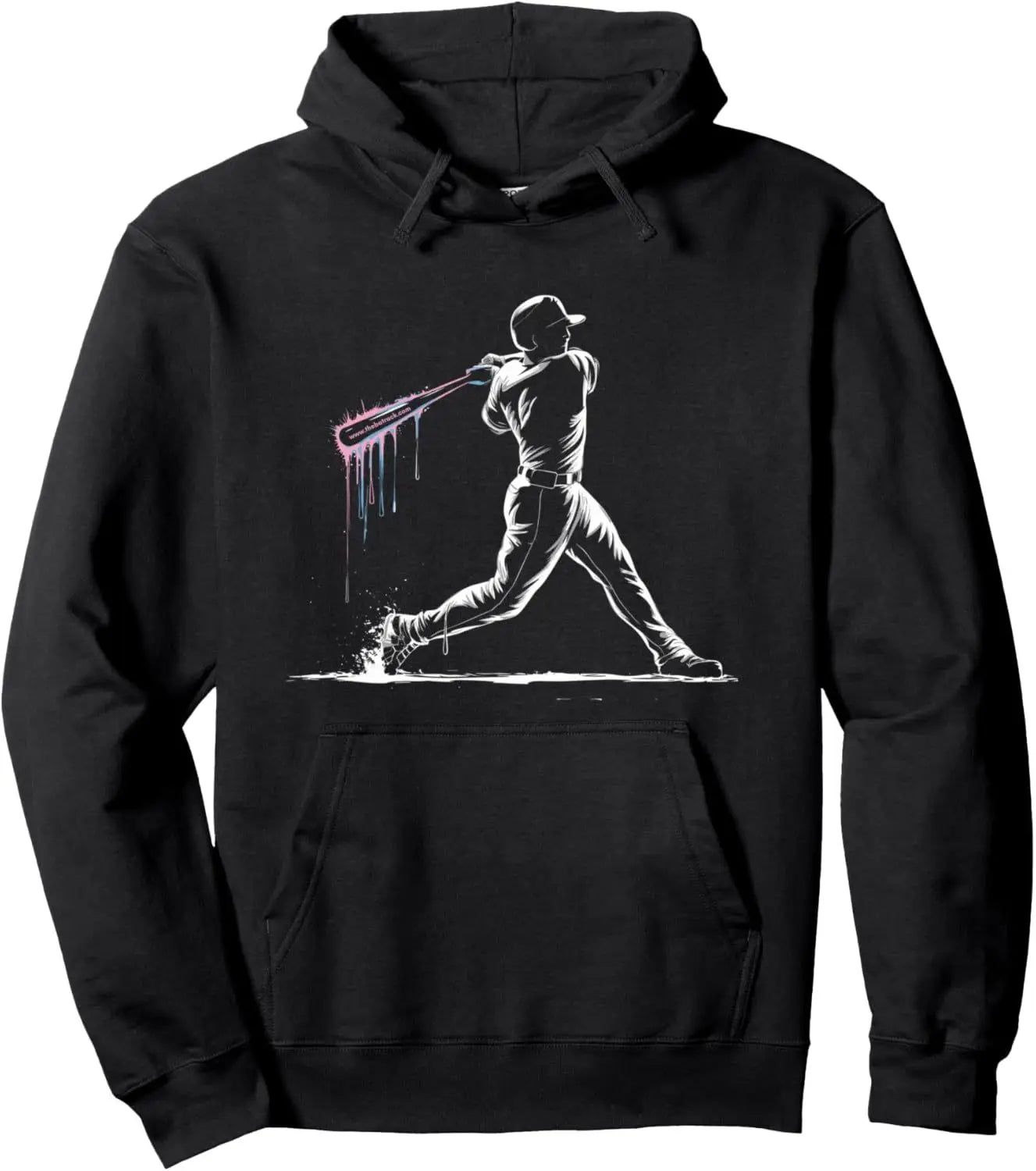 Baseball Player Drip Pullover Hoodie , Crew Neck Sweatshirt, Ultra Soft, Casual Loose Trendy Long Sleeve Hooded Sweats