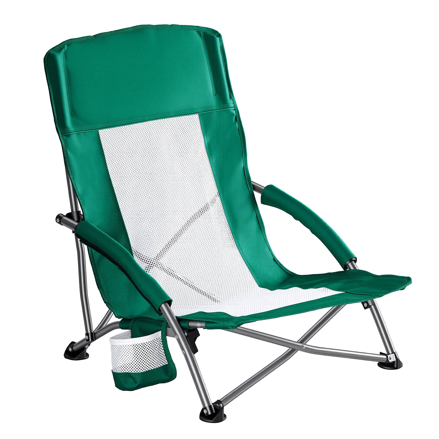 JHK Portable Lightweight Folding Beach Chair With Cup Holder