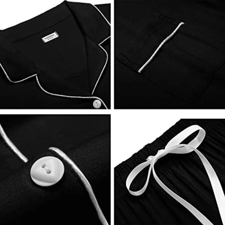 Women's Button Down Pajama Set Silk Microfiber Sleepwear
