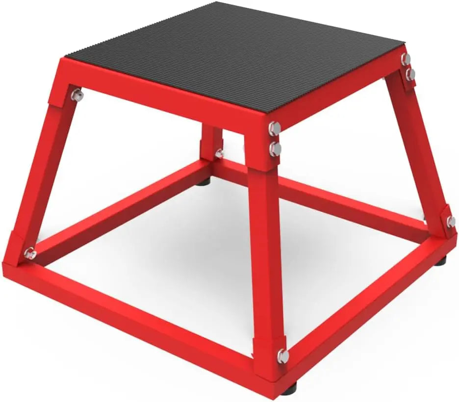 Garvee 12/18 /24 Inch Single Jumping Box Red, Plyo Box Jump Platforms for Men and Women for Home Gym