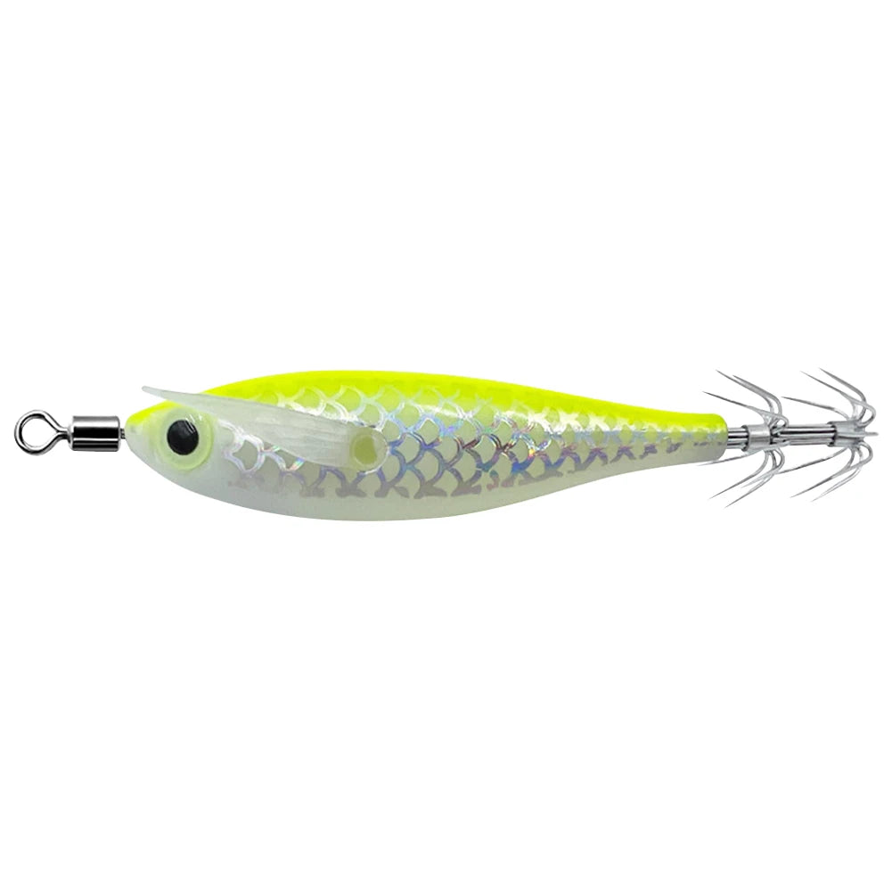 Luminous Squid Hook Squid Fishing Lure with 3D Eyes Cuttlefish Attracting Lure Glow In The Dark Squid Bait for Night Fishing