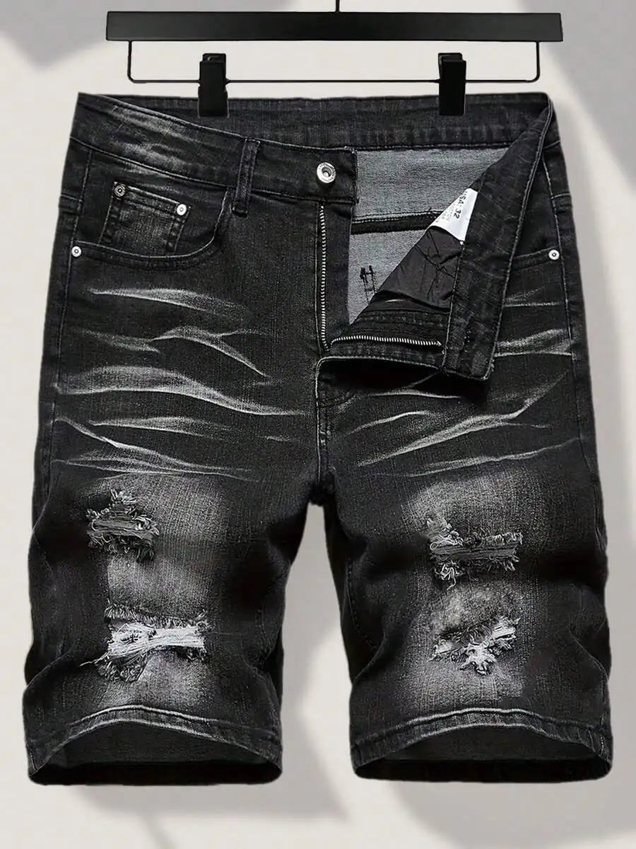 Mens Stretch Slim Denim Shorts For Casual Summer Wear