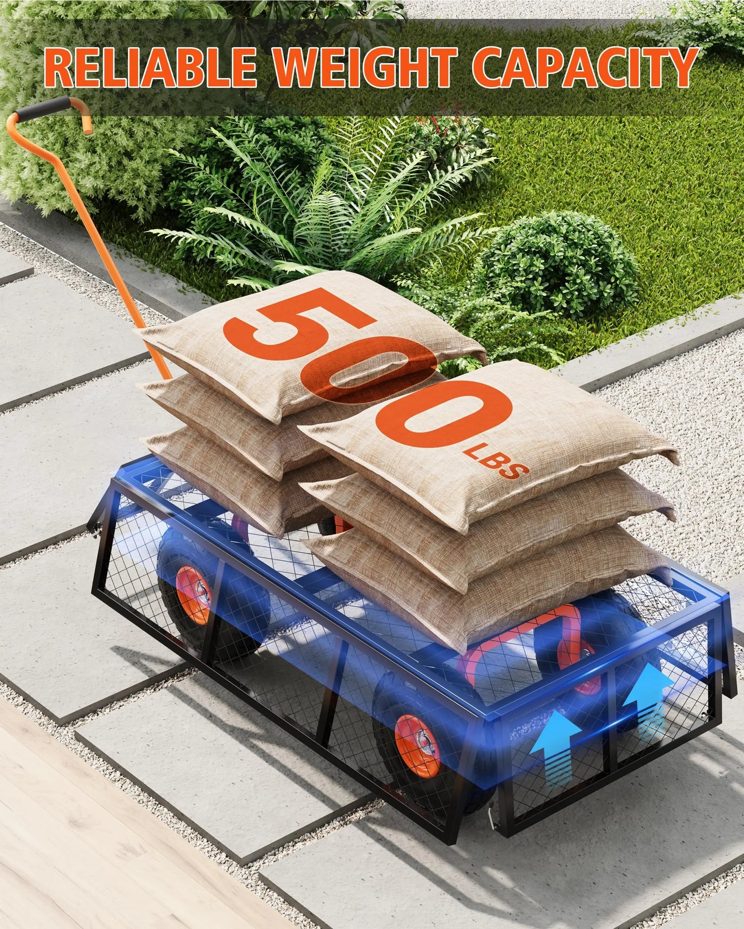 Heavy Duty Mesh Steel Garden Cart With Removable Sides