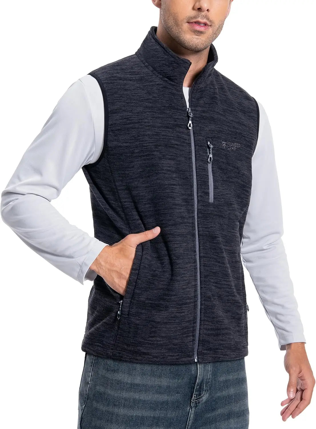 Pioneer Camp Men Lightweight Warm Polar Fleece Vest With Pockets