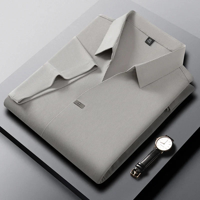 2025 New Men's Casual and Fashionable Solid Color Short Sleeved Polo Shirt Comfortable and Versatile Summer T-shirt