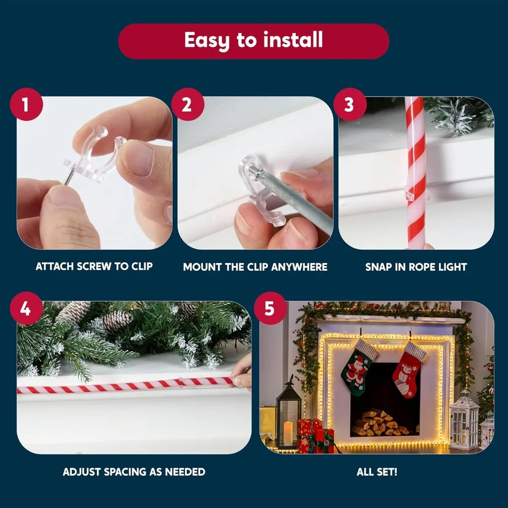 Joyfy Waterproof LED Candy Cane Rope Light For Holiday Decoration