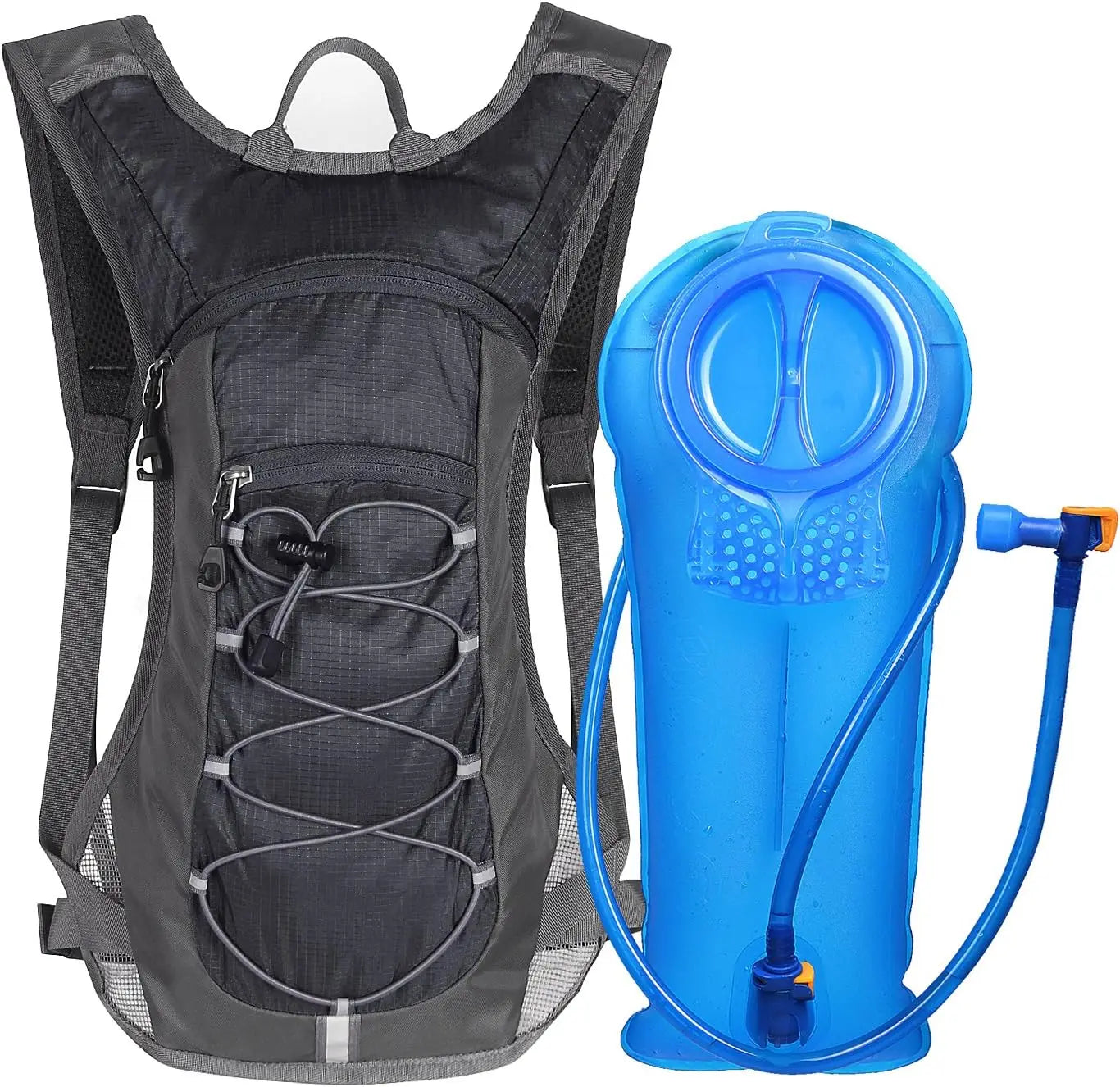 Backpack w/ 2L (70oz) Water Bladder - Perfect for Hiking, Cycling, Camping.