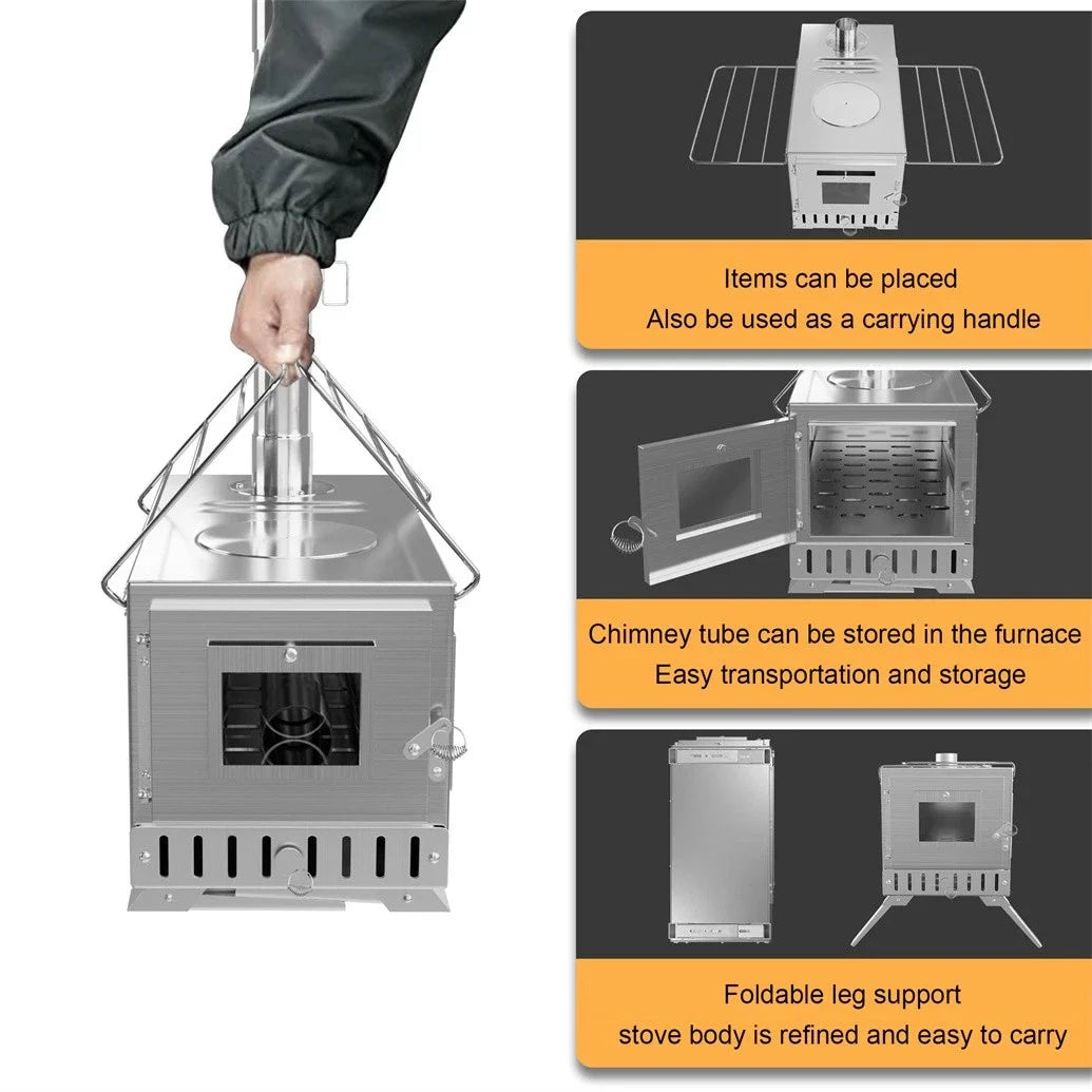 Hot Tent Stove Unho Wood Burning Portable Chimney Pipes