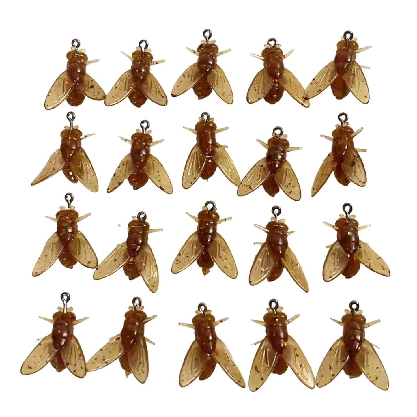 20pcs Small Fly Hook Fishing Bait set Small Sharpened Hook Dry Wet Color Bionic Fly Suitable for All Kinds of Waters