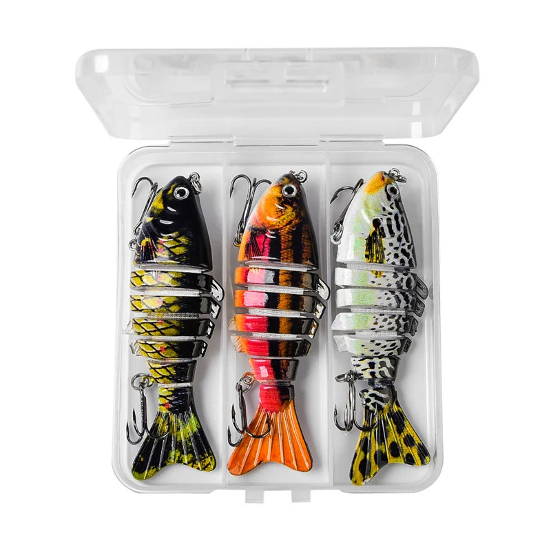 Lifelike 7-Segment Swimbait Lures, 3-Piece Set for Freshwater and Saltwater