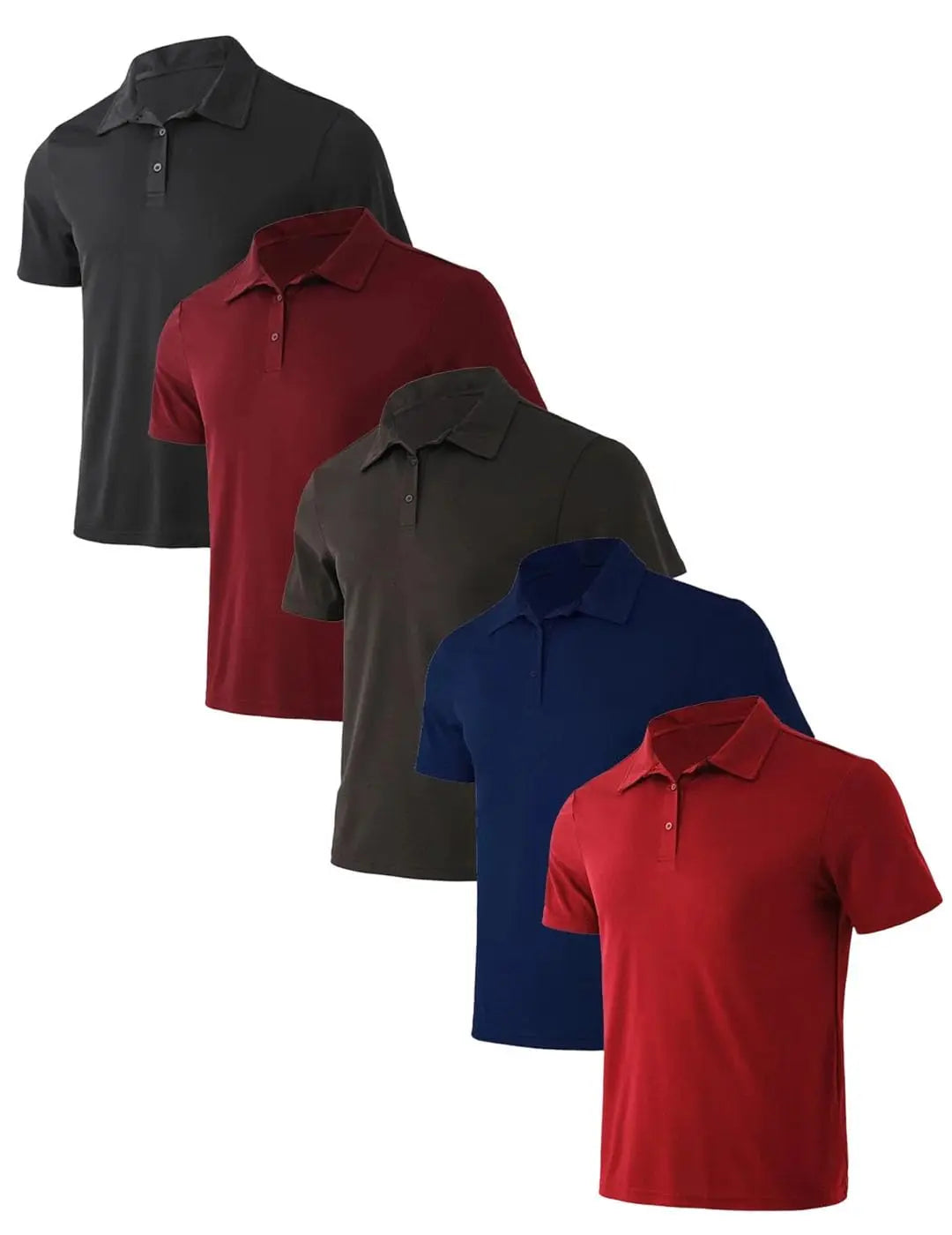 Men's Moisture-Wicking Polo Shirts Short Sleeve 5 Pack