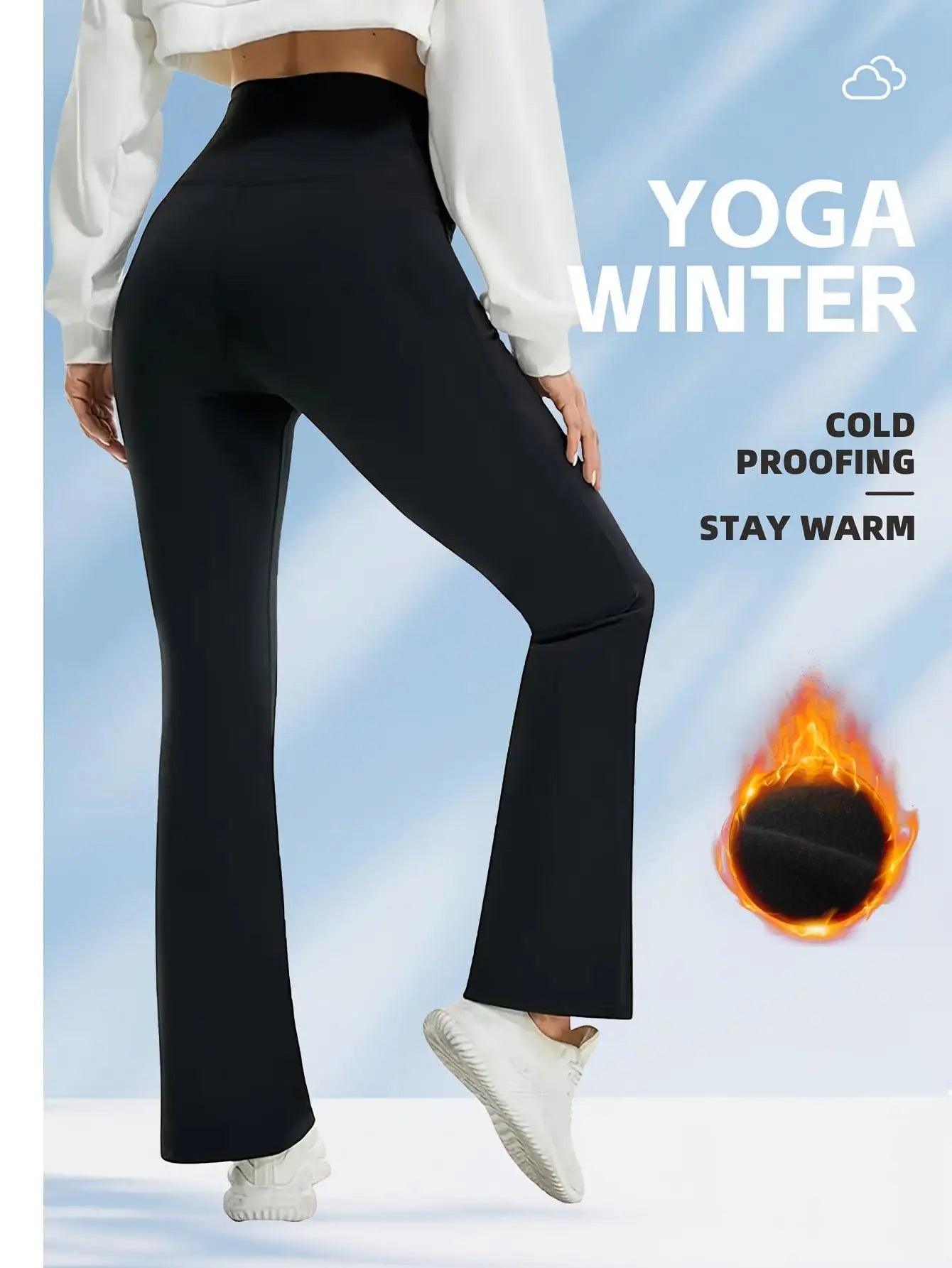 3-Pack High-Waisted Fleece-Lined Yoga Pants, Women'S Slimming Flare Leggings with Pockets, Knit Fabric