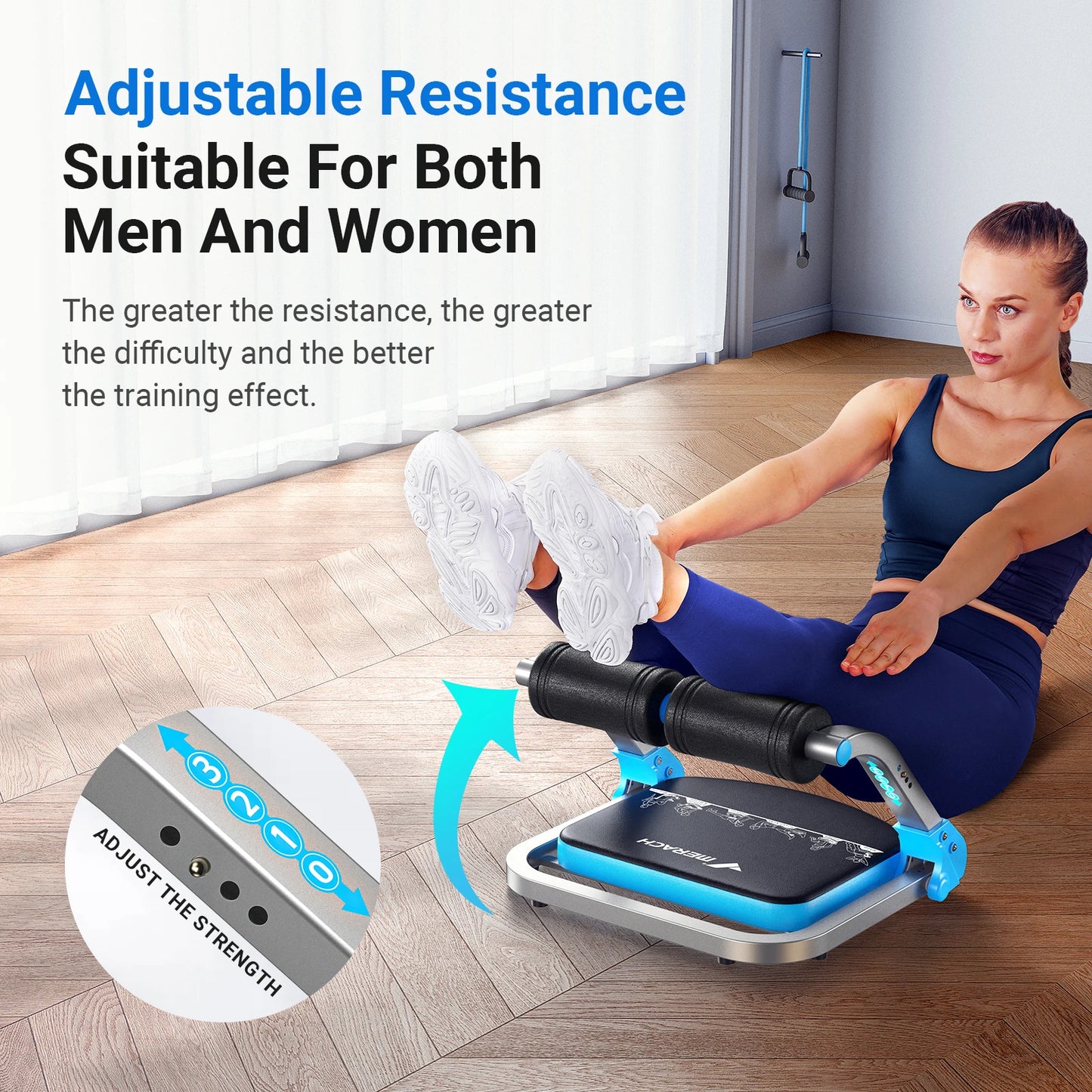 MERACH Ab Machine for Stomach Workout with 3    Adjustable Resistance&Automatic Rebound,Sit Up Machine with 330 LBS Weight Capacity