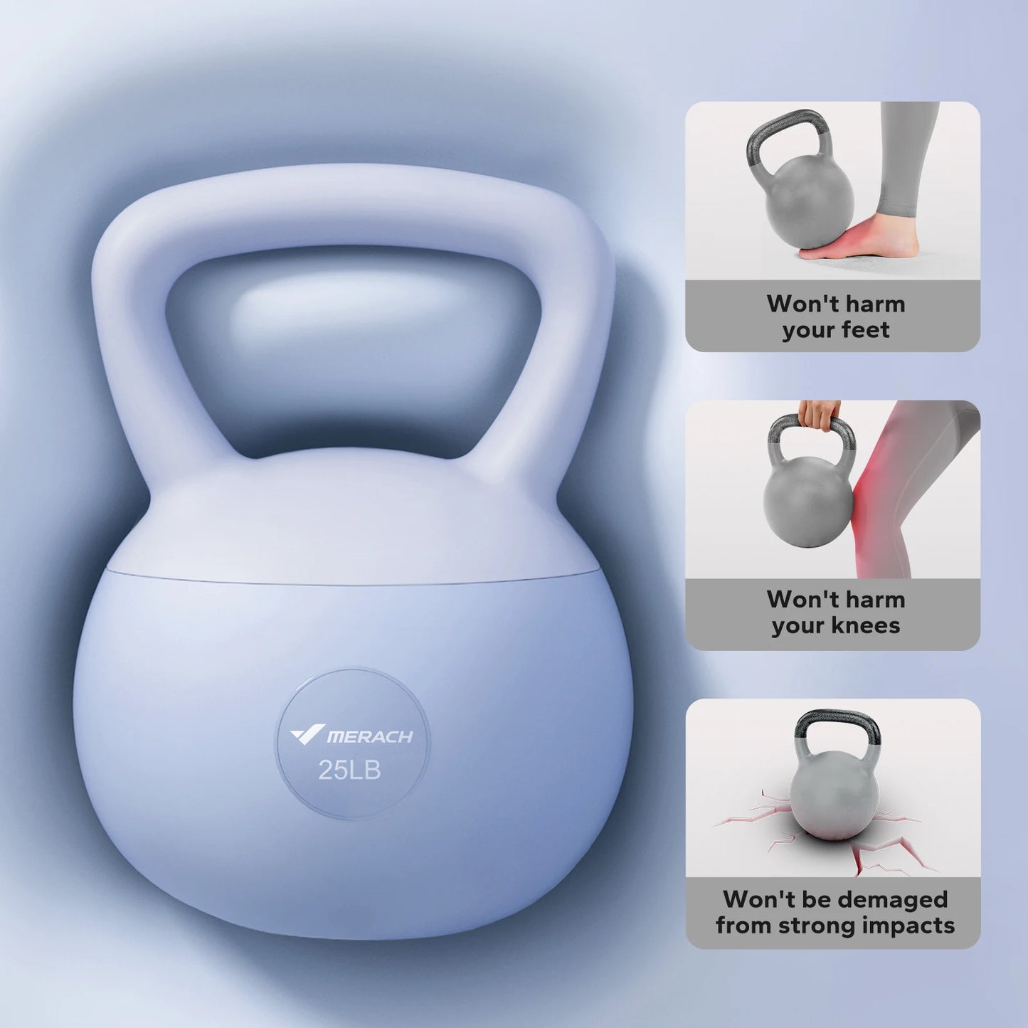 MERACH Soft Kettlebell Non-Slip Wide-Grip Handle Cushioned Horizontal Base Filled with Fine Mineral Sand Premium Kettle Bell
