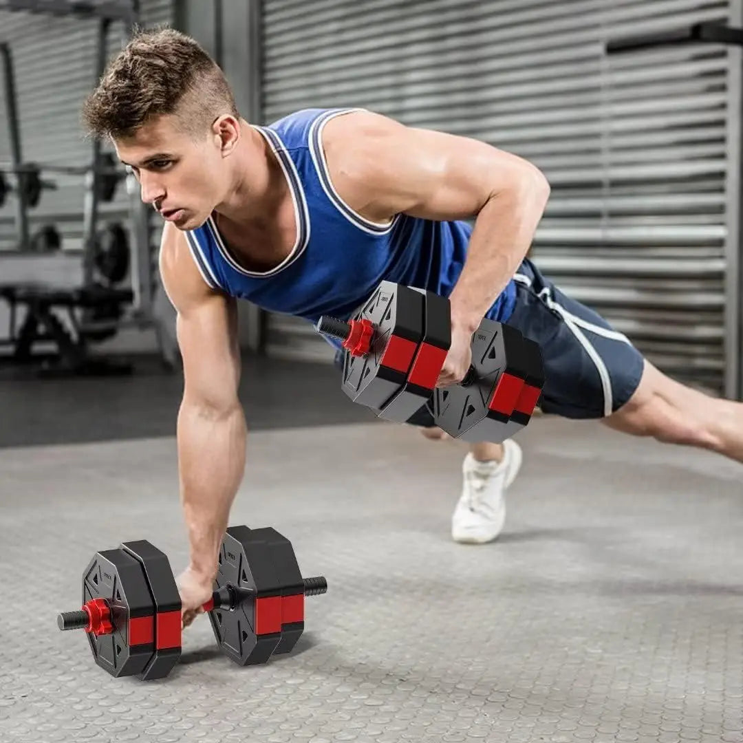 Adjustable Dumbbell to Barbell 3-in-1 Home Gym Set Anti-Slip