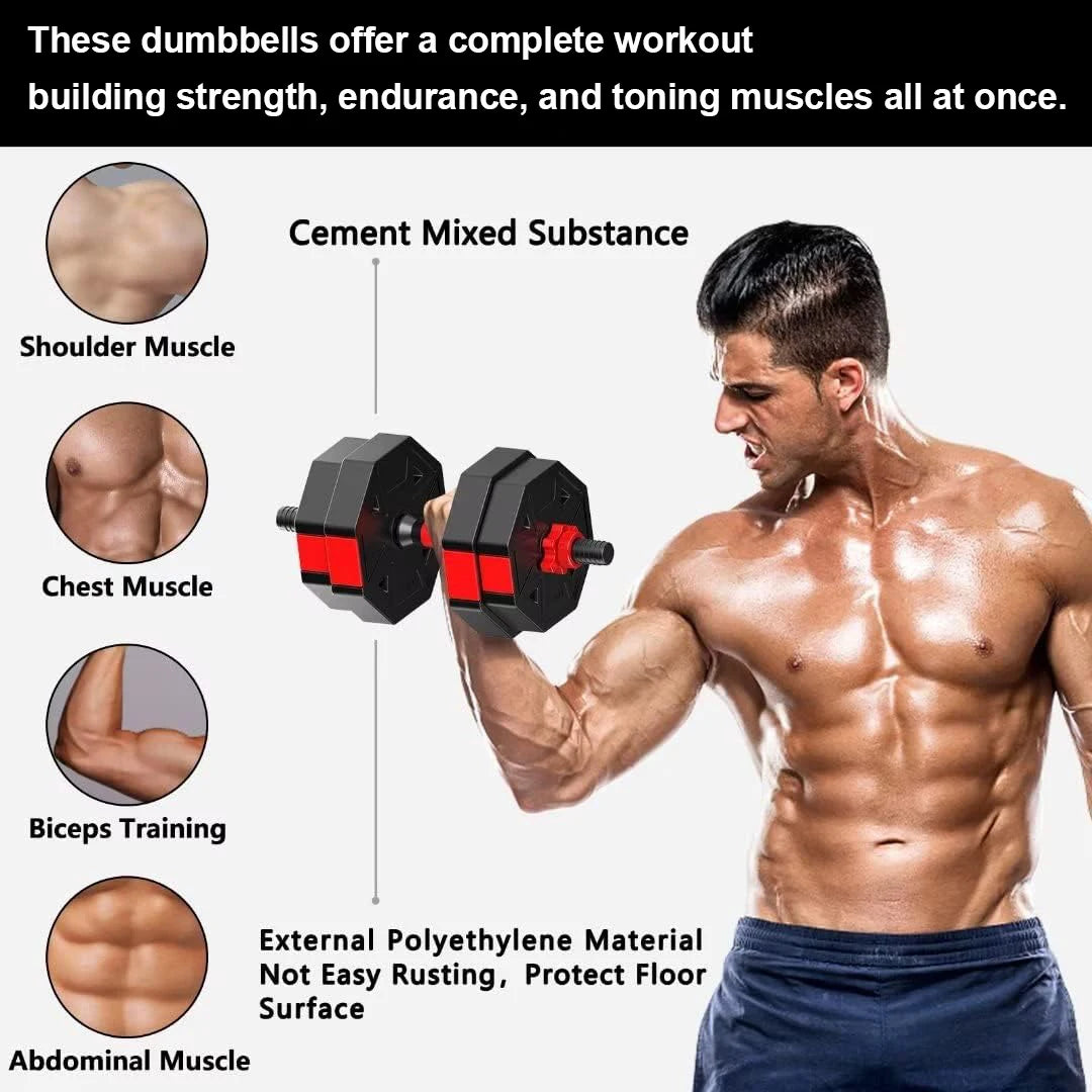 Adjustable Dumbbell to Barbell 3-in-1 Home Gym Set Anti-Slip