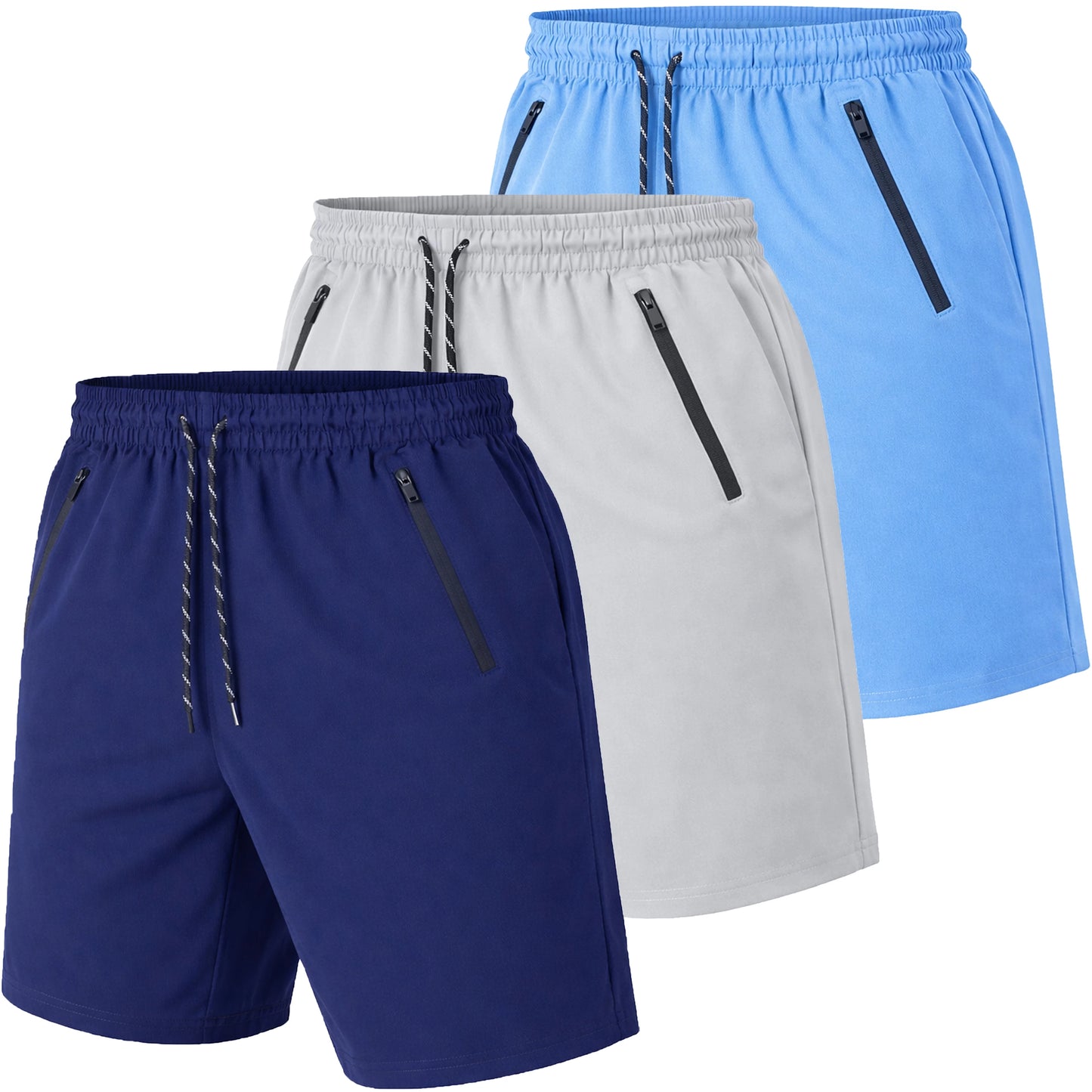 Men's 3 Pack Performance Training Shorts With Zipper Pockets