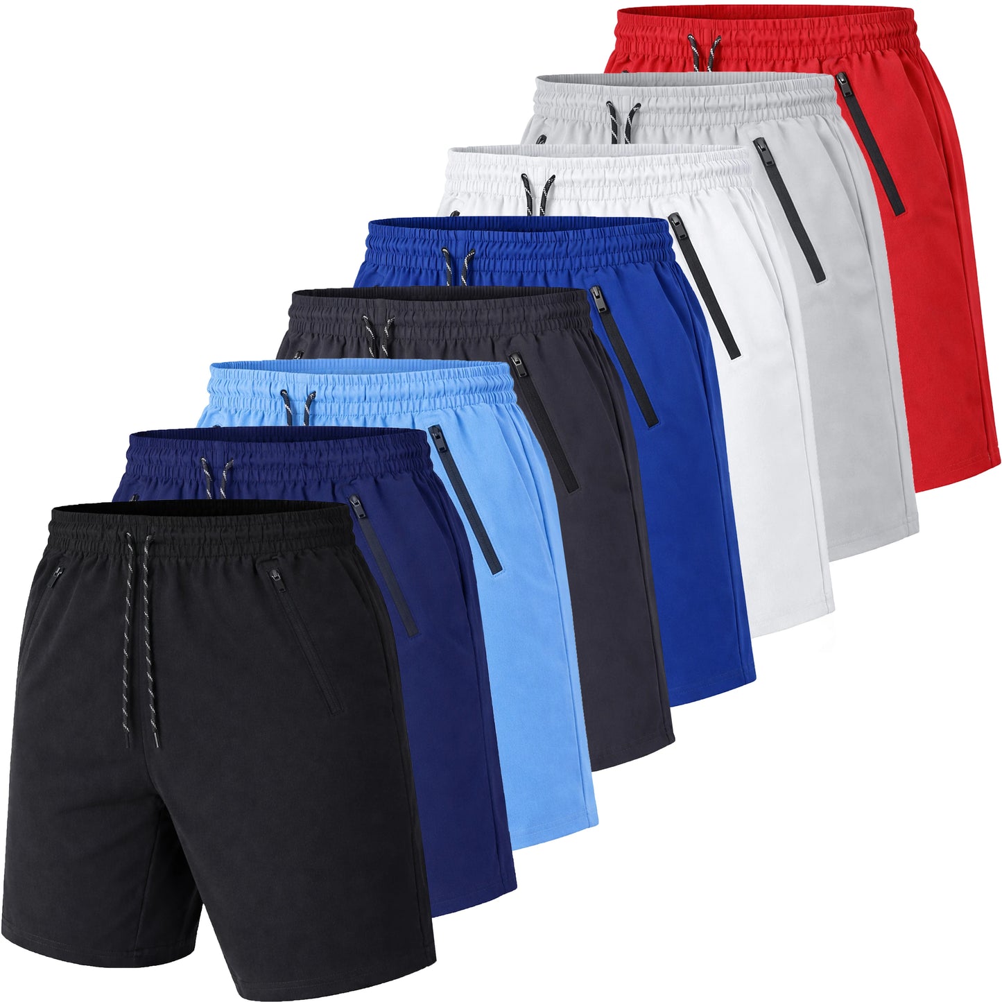 Men's 3 Pack Performance Training Shorts With Zipper Pockets