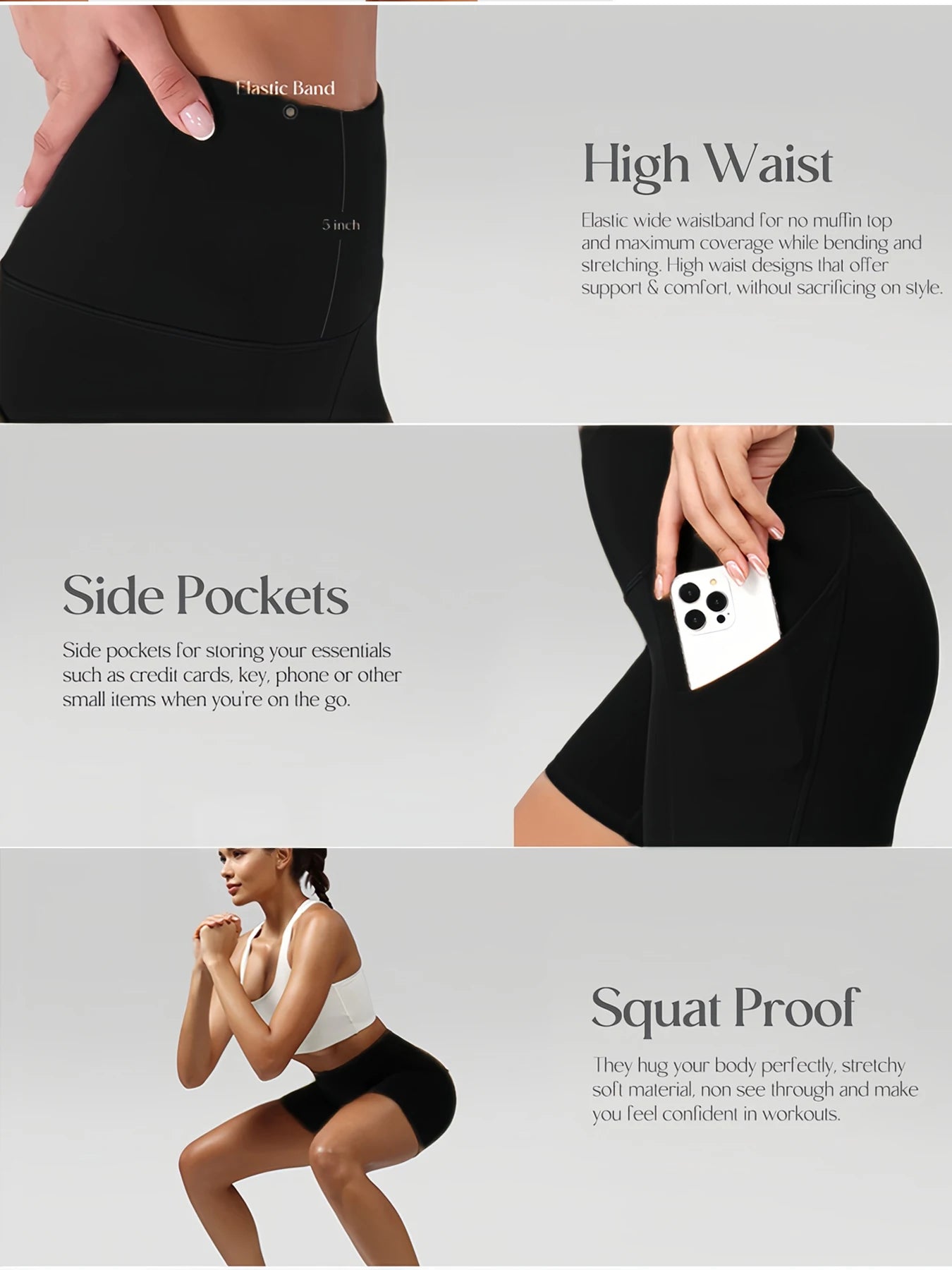 5 Pack Women's High Waisted Biker Shorts with Pockets  - Tummy Control No See-Through Workout Gym Shorts - Super Soft High-Elas