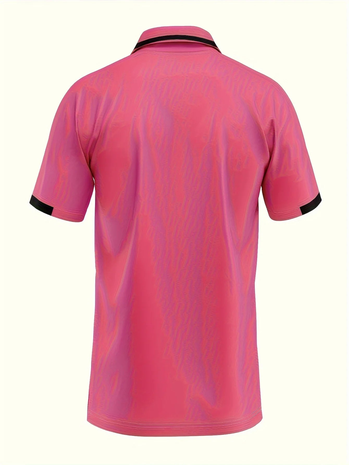 RED SPY Men's Summer Fashion Shirt - Casual Short Sleeve, Button, Paris Logo Print, Vibrant Pink, Black and Red Contrast Collar