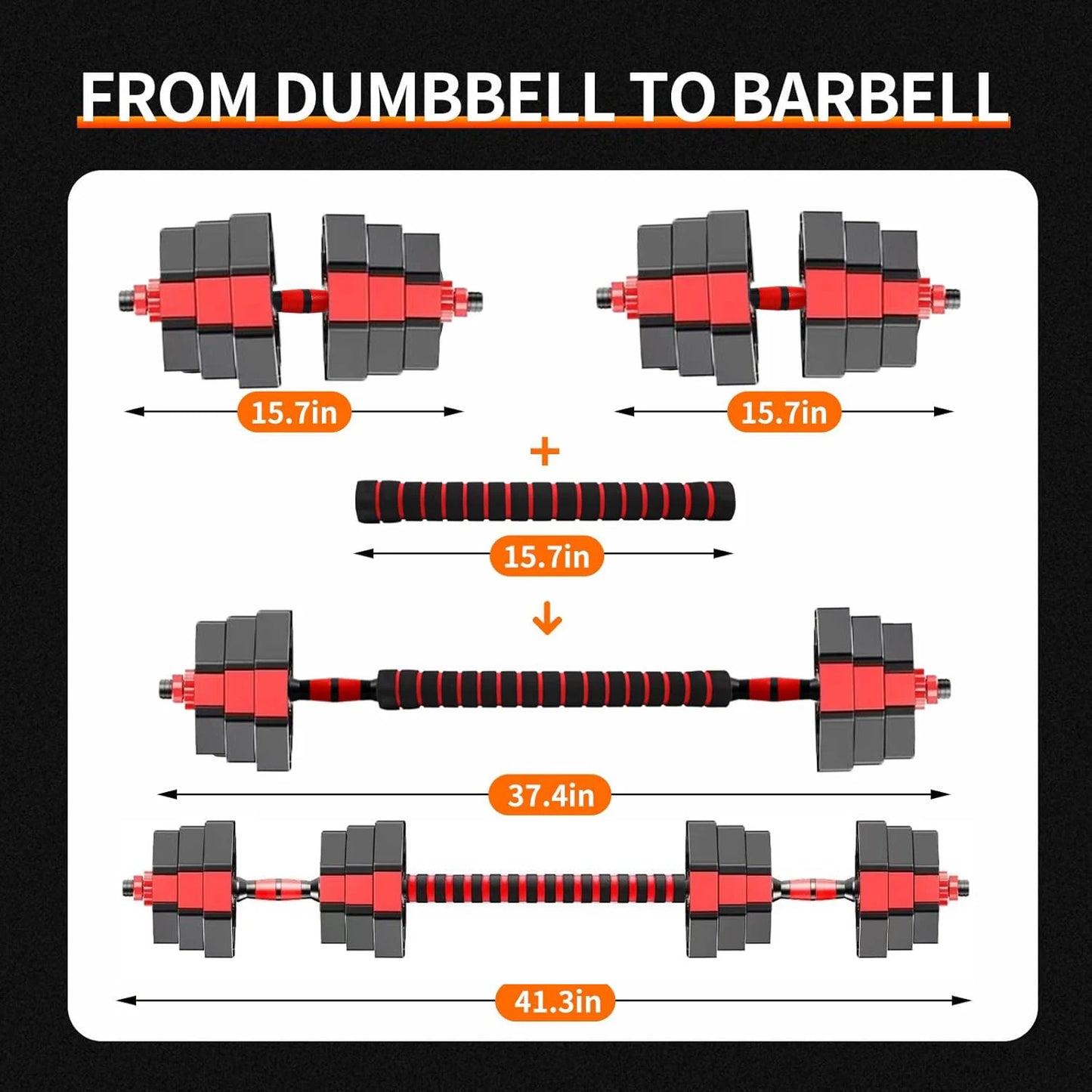 Adjustable Dumbbell to Barbell 3-in-1 Home Gym Set Anti-Slip