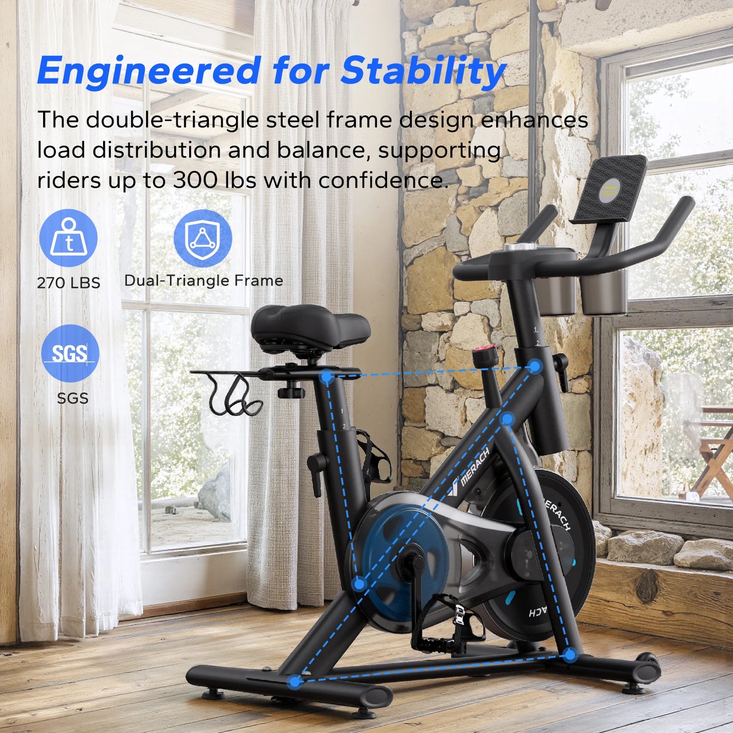 MERACH Magnetic Stationary Bike With Brake Pad And Exclusive App
