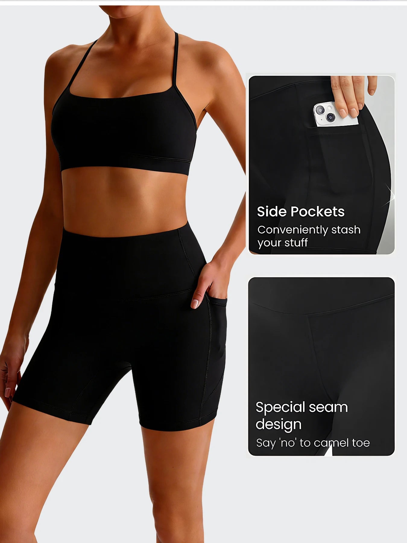 5 Pack Women's High Waisted Biker Shorts with Pockets  - Tummy Control No See-Through Workout Gym Shorts - Super Soft High-Elas