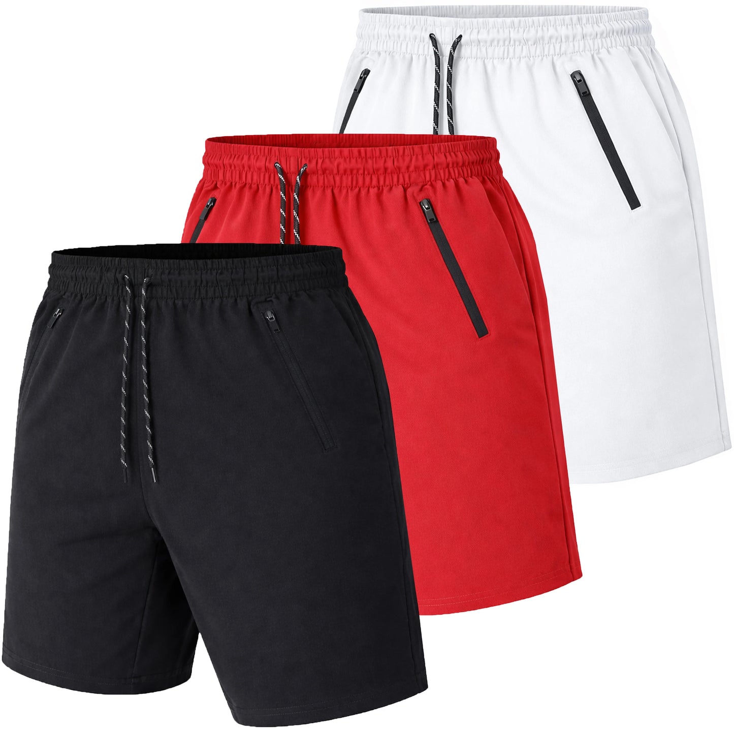 Men's 3 Pack Performance Training Shorts With Zipper Pockets
