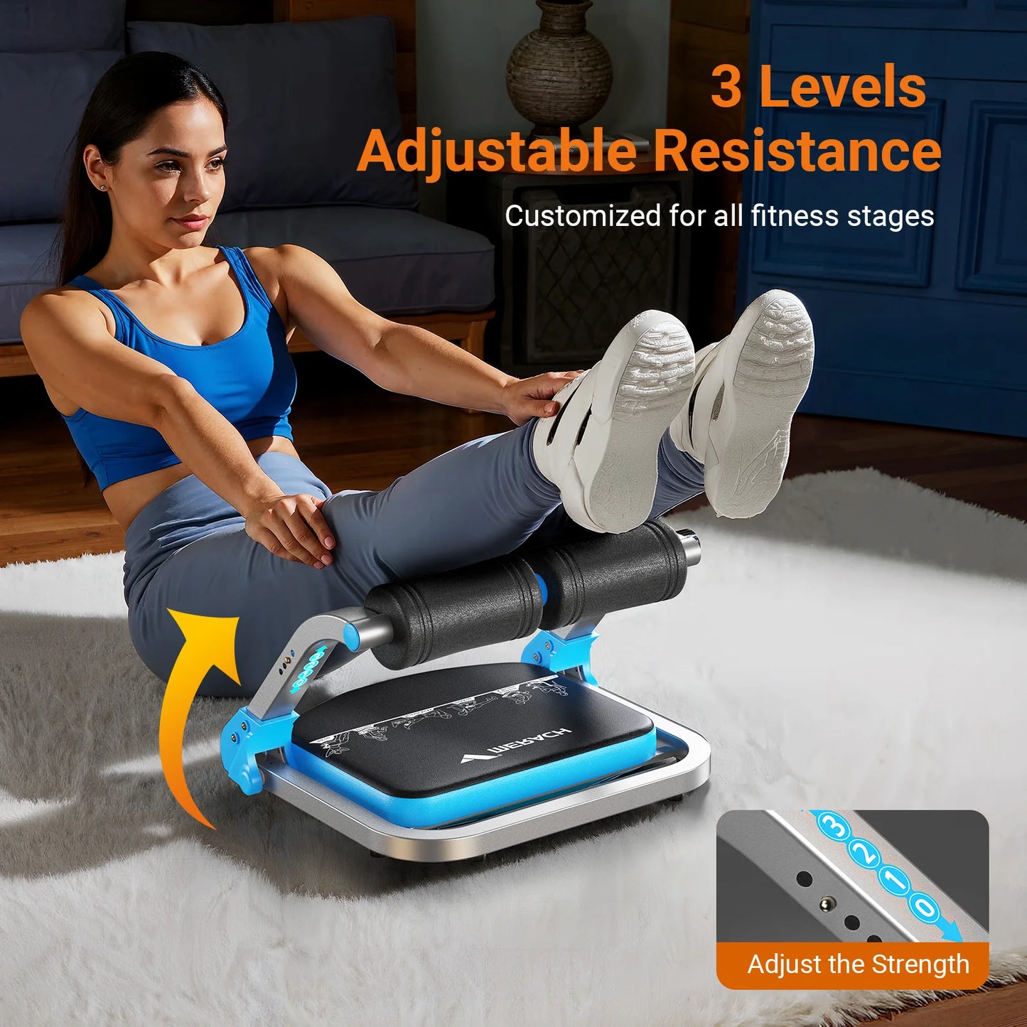 MERACH Ab Machine for Stomach Workout with 3    Adjustable Resistance&Automatic Rebound,Sit Up Machine with 330 LBS Weight Capacity