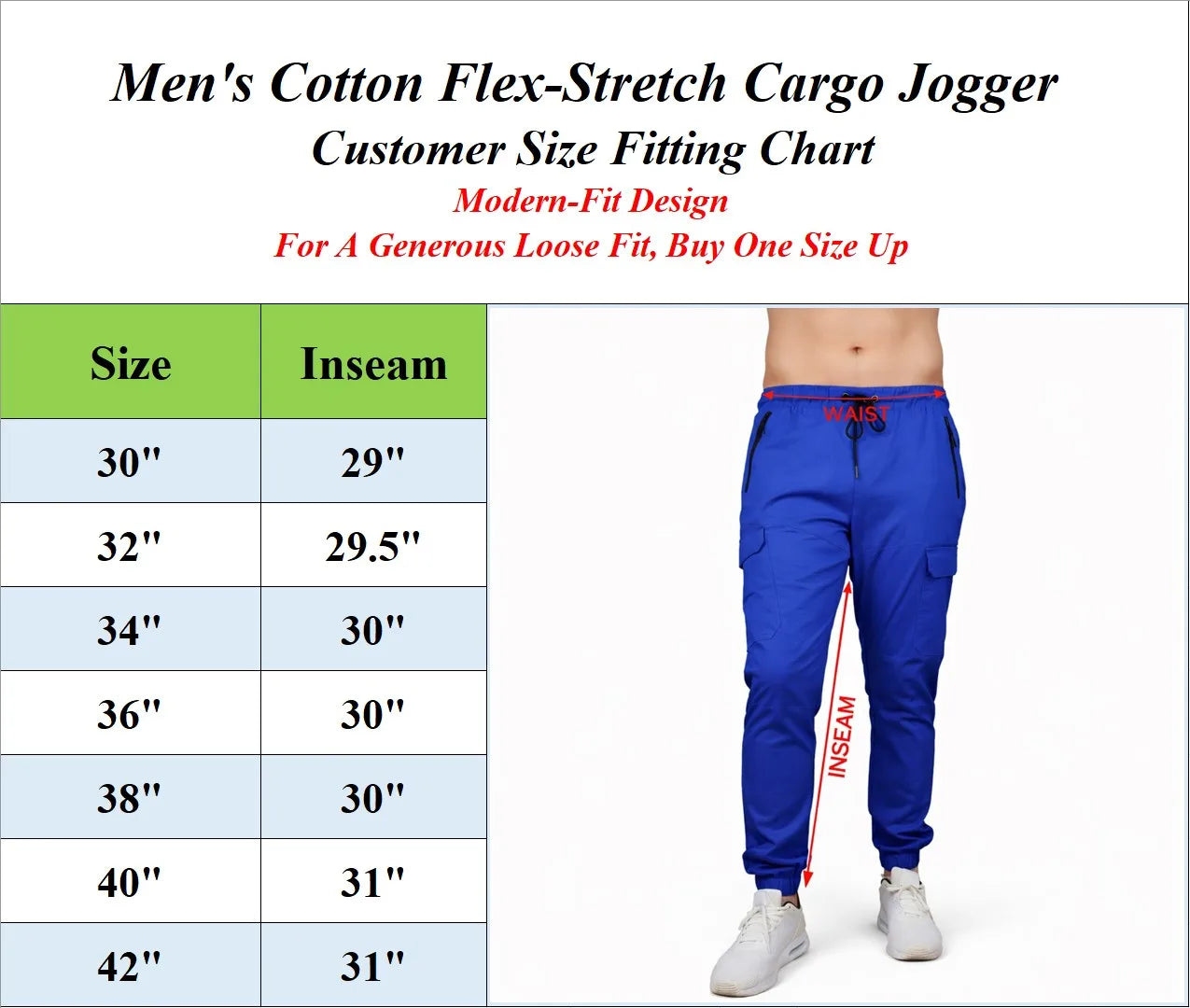 Men's Cotton Flex Stretch Cargo Jogger Pants Slim Fit Casual