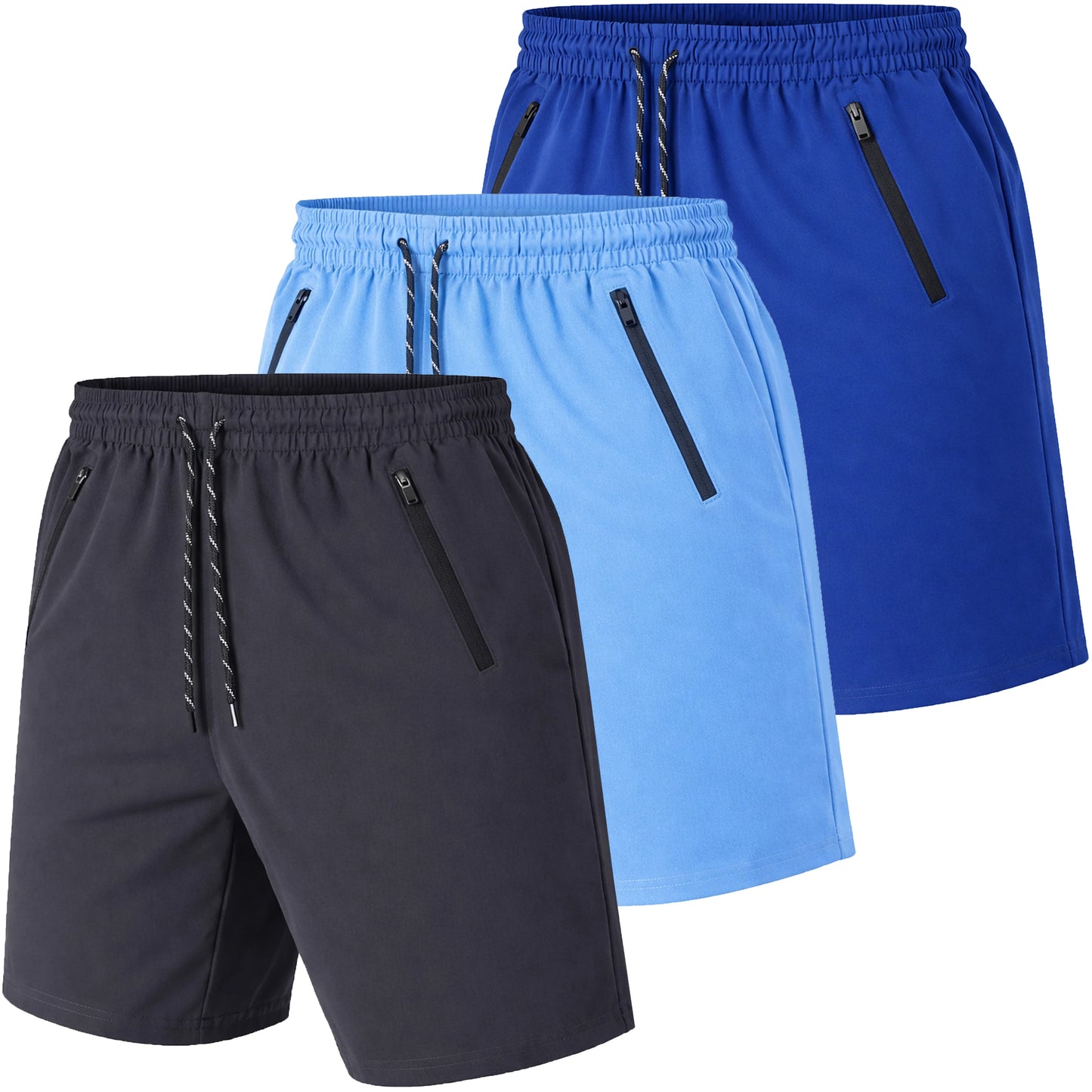 Men's 3 Pack Performance Training Shorts With Zipper Pockets