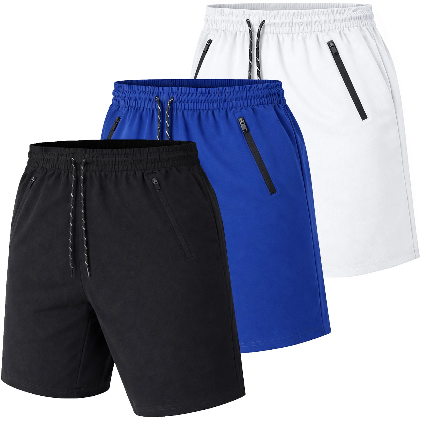 Men's 3 Pack Performance Training Shorts With Zipper Pockets