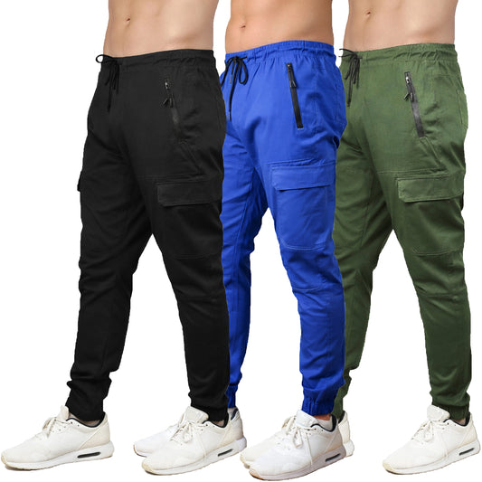 Men's Cotton Flex Stretch Cargo Jogger Pants Slim Fit Casual