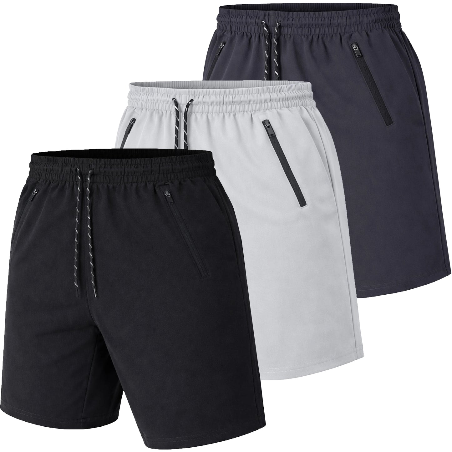 Men's 3 Pack Performance Training Shorts With Zipper Pockets