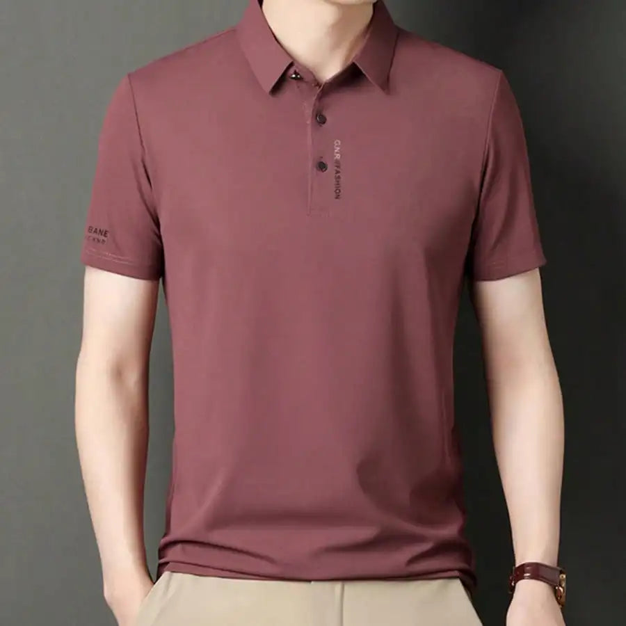 1-4Pcs Men's Solid Color Short Sleeve Polo Shirt, Quick Dry Breathable Business Casual Golf T-Shirt With Letter Print