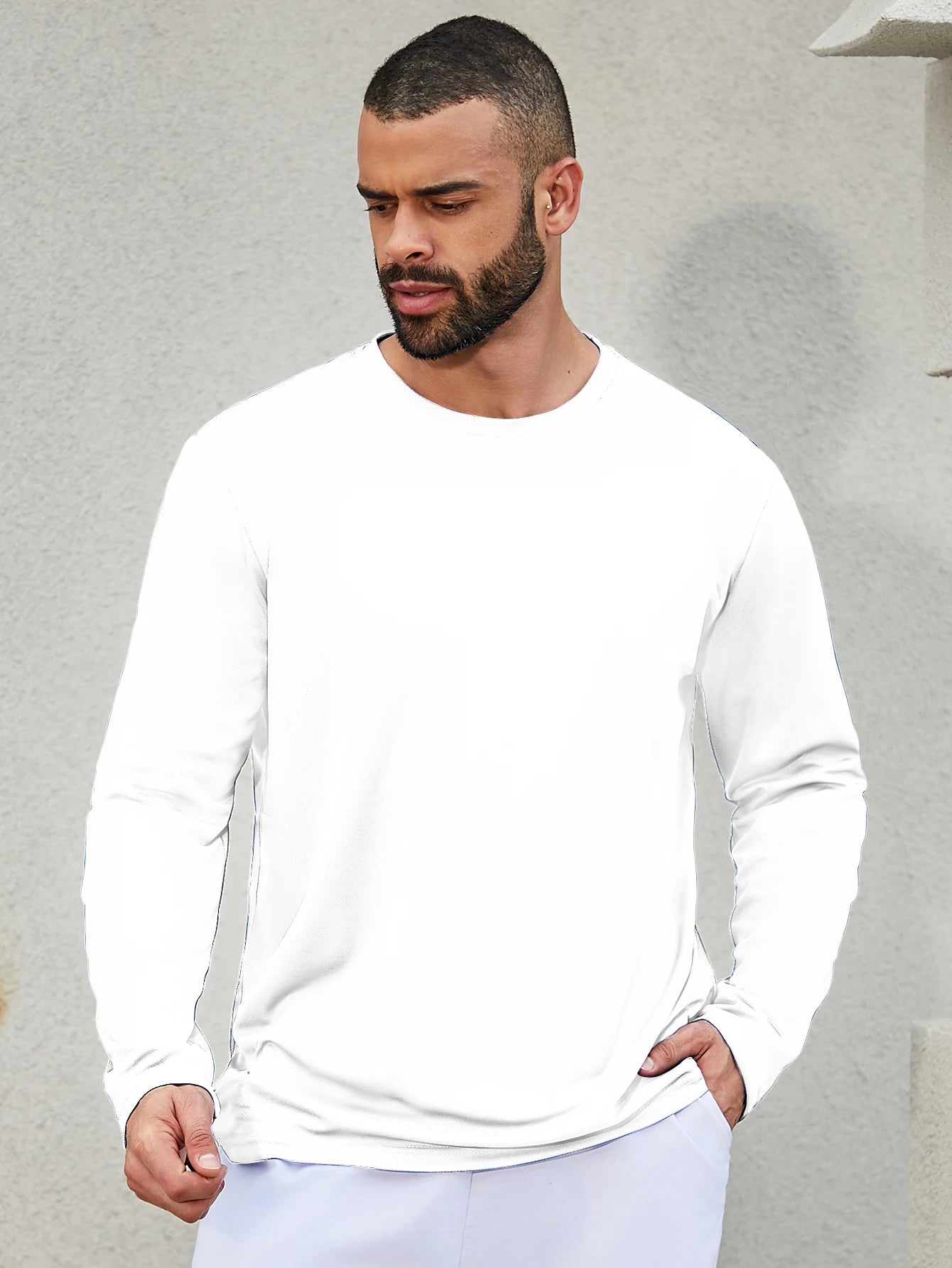 Mens Running Dry Long Sleeve T Shirt For Sun Protection