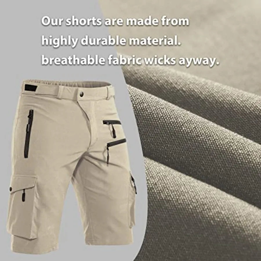 Men's Mountain Bike Shorts Stretch Hiking Cargo Shorts Quick Dry with Zipper Pocket for Bicycle Cycling Casual Golf