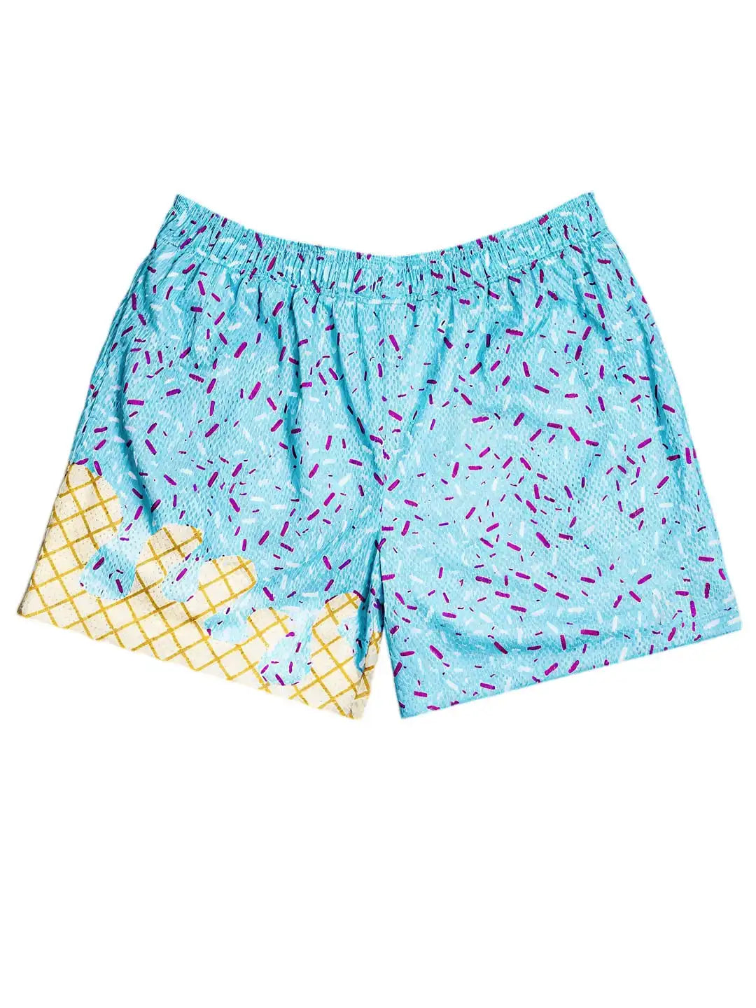Ice Cream Print Baseball Shorts For Casual And Beach Activities