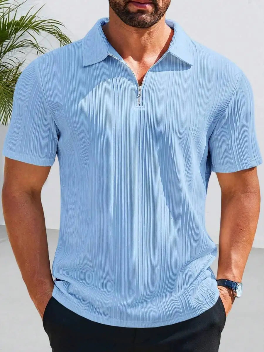 Men's Short Sleeve Textured Quarter Zip Casual Golf Top