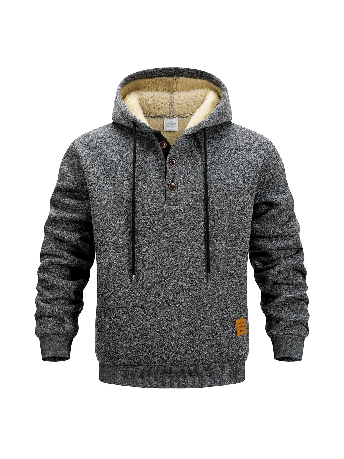 Men's Sherpa Fleece Lined Henley Hoodie Pullover Winter Sweatshirt