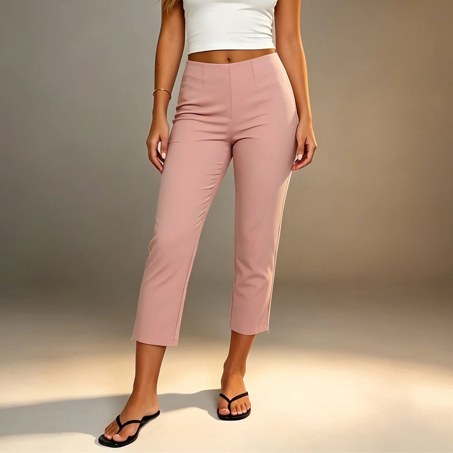 XBTCLXEBCO High Waisted Crop Side Slit Capri Pants For Women